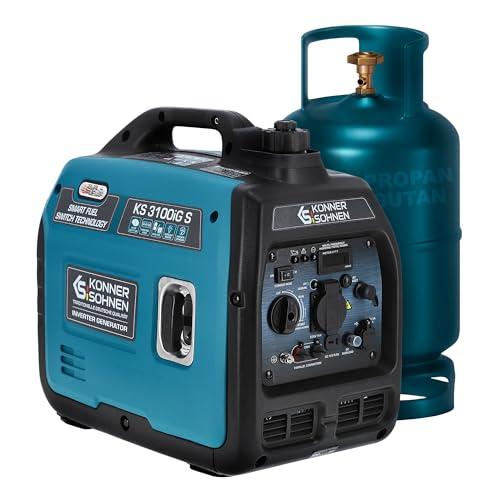Könner&Söhnen Generatore di Corrente Inverter Portatile KS 3100iG S DUAL FUEL Generatore di emergenza 3100 W, presa Schuko 230 V, 2 porte USB, display LED, modalità Eco, generatore Euro V