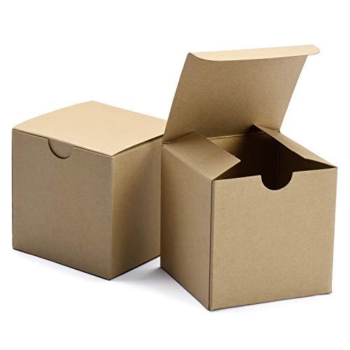 Switory Scatole regalo 50 pezzi 10x10x10cm, in carta kraft per artigianato, cupcake, per proposta di damigella d'onore in cartone, bomboniera marrone, ornamenti