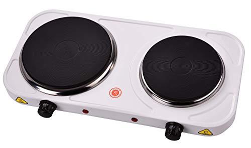 Melchioni Family | Fornello Elettrico COOK2, con 2 Piastre Elettriche Indipendenti da 15 e 18 cm, Termostato Regolabile, Potenza 1000W e 1500W, Fornello da Campeggio Resistente alle Temperature