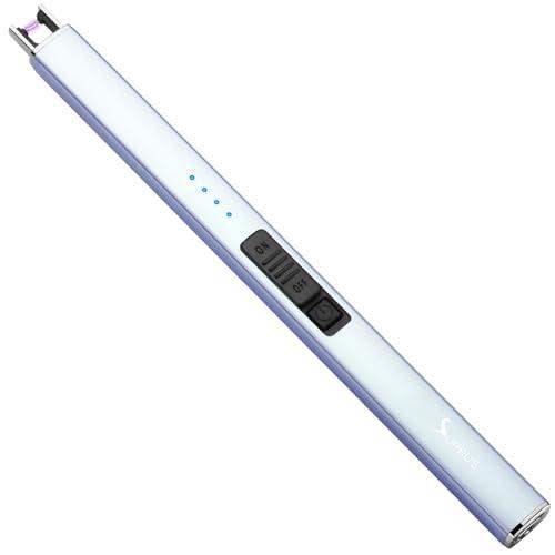 SUPRUS Accendino elettrico, antivento, senza fiamma, USB, ricaricabile, con lucchetto di sicurezza, per candele, barbecue, campeggio (blu)