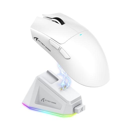 ATTACK SHARK X11 Gaming Mouse with Magnetic Charging Dock, PixArt PAW3311 Gaming Sensor, BT/2.4G Wireless/Wired Gaming Mouse, 22000 DPI, Office Mice Gamer Mice for Win11/Xbox/PS/Mac (White)