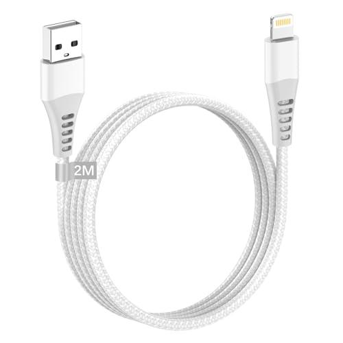 Cavo iPhone 2M, Cavo Lightning USB Certificato Apple MFi Cavo Ricarica iPhone Cavetto iPhone Cavo USB Lightning Nylon Filo Caricatore iPhone Caricabatterie per iPhone 14 13 12 11 XS XR X 8 7 6 SE iPad