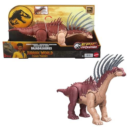 Mattel Jurassic World: Teoria del Caos Netflix - Bajadasauro Predatori Giganti, dinosauro lungo 33 cm con azione d'attacco con il collo, aculei evolutivi e colpo di coda, 4+ anni, marrone, HTK80