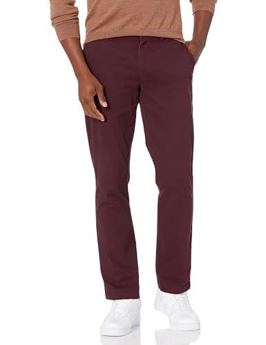 Amazon Essentials Pantaloni Chino Elasticizzati Casual vestibilità Aderente Uomo, Bordeaux, 38W / 30L