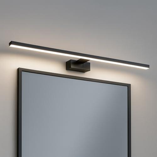 MAKA Luce Specchio Bagno LED 12W 840 Lumen, Lampada Bagno Specchio 4000K, Applique Specchio Bagno 60 cm Bianco/Nero IP20, Illuminazione Bagno per Make-Up e Rasatura (Nero, 4000K)