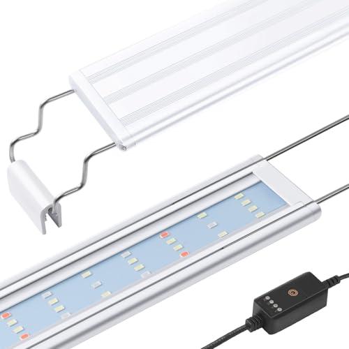 PYPABL Illuminazione LED per Acquario con Timer, Lampada per Piante Acquatiche a Spettro Completo, Classica Luce per Acquario con LED RGB, con Staffe Regolabili Stabili (30-50cm)