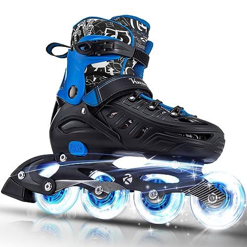 Kuxuan Skates Pattini in linea regolabili per bambini, Fun Illuminating Skates regolabili per ragazze, ragazzi, donne, per esterni e interni, per principianti