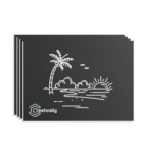 Creatorally Pannelli di Plastica, Pannello Plastica ABS per Incisione Laser 30x20 cm, 4 Foglio Plactic Incisibile 1,3 mm per Fai da Te Personalizzato Cartello (Bianco su Nero)