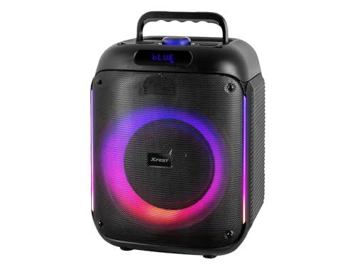 Trevi XF 215 KB Speaker Portatile Wireless 60W, Altoparlante Portatile con USB, Micro SD, LINE IN e Funzione TWS, Ideale per Feste e Karaoke, Microfono con Cavo e Batteria Integrata