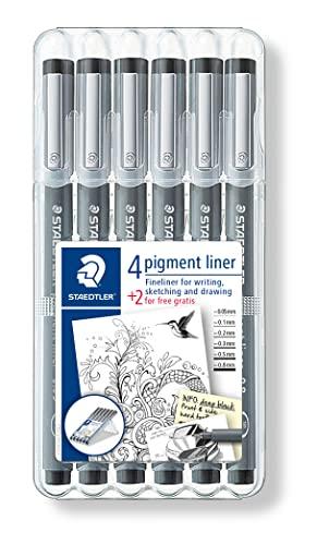 Staedtler pigment liner 5+1 Set 308 SB6P Pennarello punta fine Nero 0.05 mm, 0.1 mm, 0.2 mm, 0.3 mm, 0.5 mm, 0.8 mm 6 p