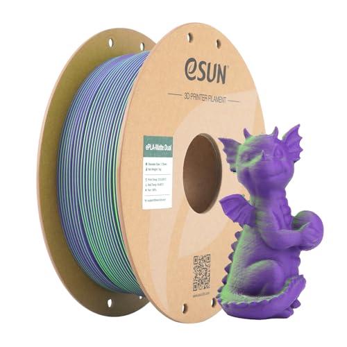 eSUN Filamento opaco a doppio colore, filamento PLA opaco da 1,75 mm, struttura smerigliata, bobina da 1 kg (2,2 libbre) Filamento di stampa 3D per stampanti 3D, Verde viola