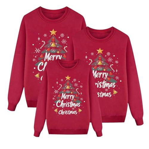 Generico Felpe Natale Famiglia Set, Maglione Natalizio Famiglia Funky Christmas Print Babbo Natalizi Felpe Famiglia Girocollo Pullover Sweatshirt Natalizio Bambini