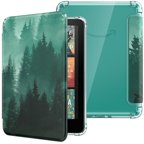 MoKo Custodia Compatibile con Kindle Paperwhite da 7 Pollici 12a Generazione 2024, Cover Leggera con per eBook Reader in TPU Morbido Auto Sveglia/Sonno, Foresta Verde