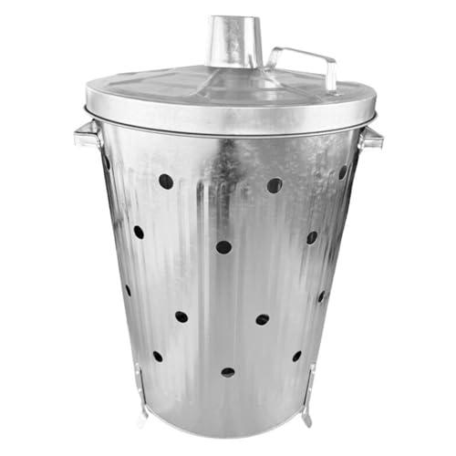 Rori Bidone per il fuoco XL per rifiuti da giardino con coperchio, rotondo (110 l)