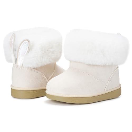 KVbabby Stivali Bambine Stivaletti da Neve Ragazze Caldo Fodera Bambini Stivali da Neve Scarpe da Invernali Antiscivolo Boots All'aperto EU26 =etichetta: 27 bianco b