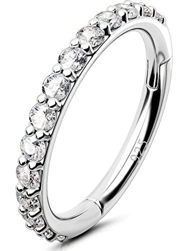 OUFER Helix Piercing Jewellery Sterling Silver 925 Daith Earring Cartilage Hoop 16G Tragus Rook Orbital Conch Ring Snug Hinged Septum Clicker Nose Ring 1.2mm