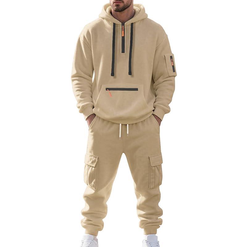 MEDUOLA Set da Uomo composto da felpa con cappuccio e pantaloni, completo a due pezzi streetwear Y2K, felpa da uomo con tasche set sportivo L,Kaki