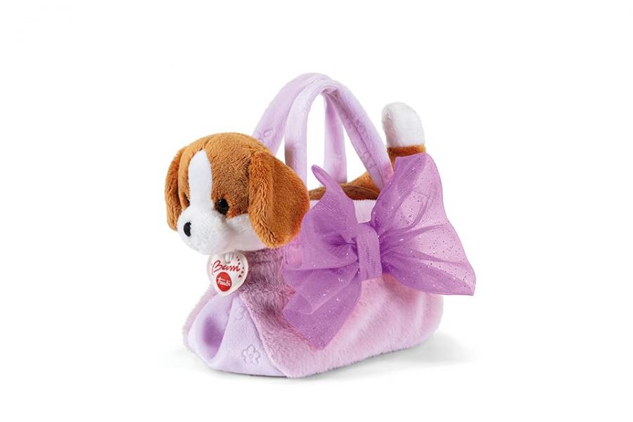 Cane borsa fiocco | Animali peluche idea regalo | 10x15x20 cm taglia XS | Fashion pets | modello 56082