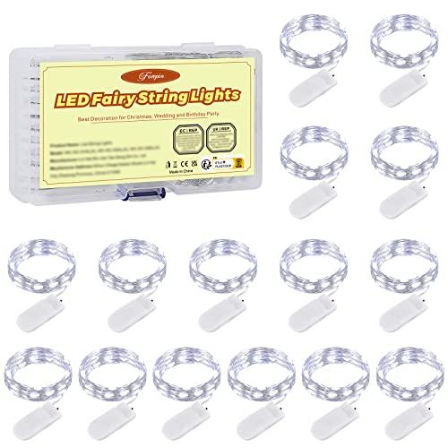 Stringa Luci LED a Batteria, 15 Pezzi Impermeabile 20 LED 2M Mini Lampada a Fili di Rame per Interni ed Esterni, Natalizi, Matrimoni, Feste di Compleanno, Decorazione da Giardino