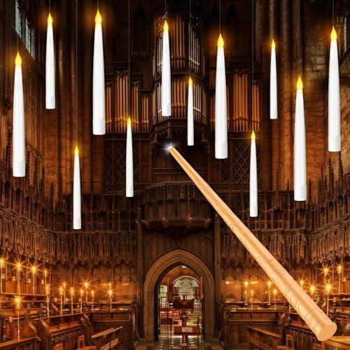 Tyreses Candele LED Senza Fiamma con Telecomando a Bacchetta Magica, 20 Floating Candles da Appendere