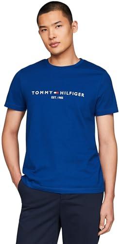 Tommy Hilfiger Uomo T-shirt Maniche Corte Tommy Logo Scollo Rotondo, Blu (Anchor Blue), S