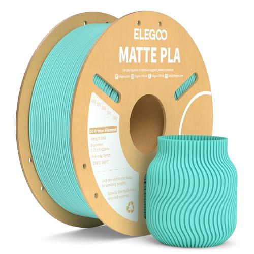ELEGOO Filamento PLA Matte Verde Acqua 1 kg, 1,75 mm, Opaco PLA Filamento per Stampante 3D, precisione di misurazione +/- 0,02 mm, adatto per maggior parte delle stampanti 3D FDM