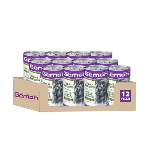 MONGE Gemon All Breeds Adult Bocconi con Vitello, Fegato e Ortaggi da 1250 gr - Confezione da 12-12x1250gr