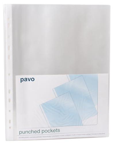 Pavo - A4 Buste Perforate/Buste Foratura 40mic, Lucide, 100 Pezzi, Trasparenti