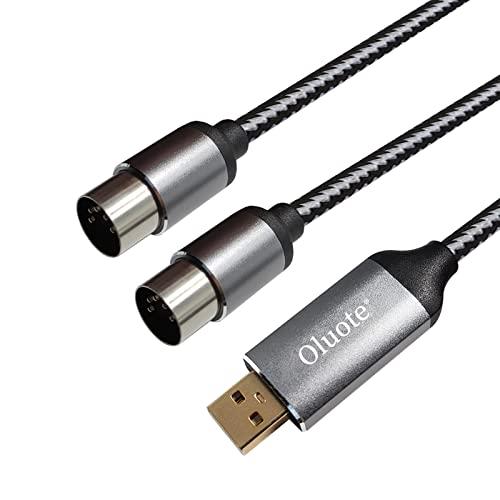 Oluote Cavo Convertitore di Interfaccia MIDI a USB, 5 pin 1 In +1 Out per Controller MIDI Pianoforte, Compatibile conTastiera Piano a PC Mac Laptop, Strumento Tastiera (1.5M)