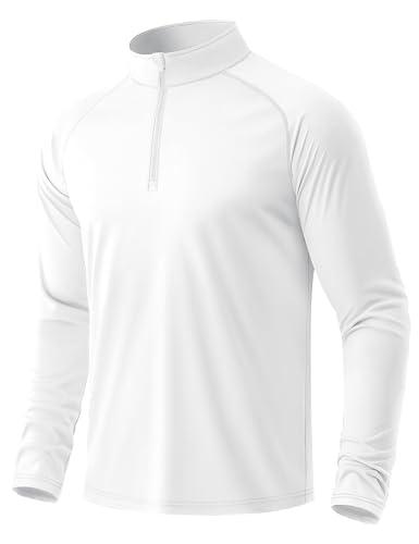 MAGCOMSEN Maglietta Sportiva da Uomo a Maniche Lunghe, con Protezione UV, UPF 50+, con Cerniera a 1/4, ad Asciugatura Rapida