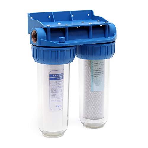 Naturewater Filtro dell'acqua a 2 livelli NW-BR10B3, con cartucce filtranti da 254 mm, attacco tubo 32,89 mm