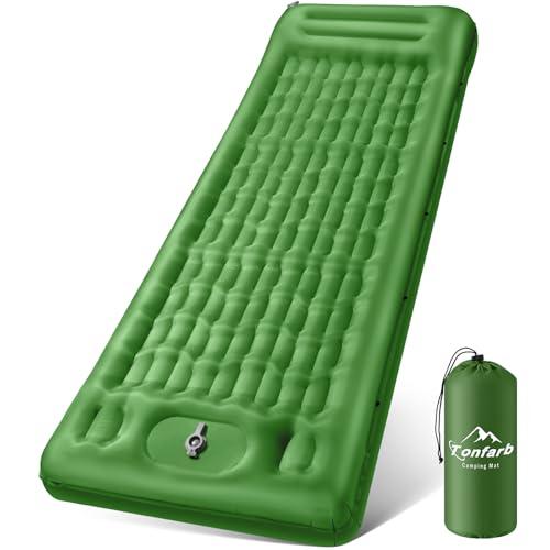 Tonfarb Materassino Campeggio con Pompa a Pedale, 12cm di Spessore Materassini Campeggio Gonfiabile con Cuscino, Impermeabile Ultraleggero Materassino per Backpacking, Viaggio, Campeggio, Spiaggia