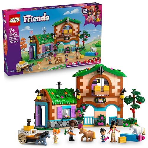 LEGO Friends Ranch e Scuderia dei Pony Giocattolo - con 3 Figure di Cavalli, 4 Mini Bamboline, Gatto e Divertenti Accessori per Animali Domestici - Idea Regalo Creativa per Bambine da 7 Anni - 42654