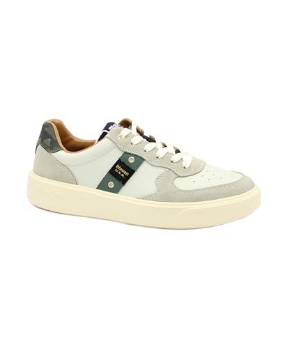 Blauer BUCK02 Cream Military Scarpe Uomo Sneakers Pelle Lacci 42