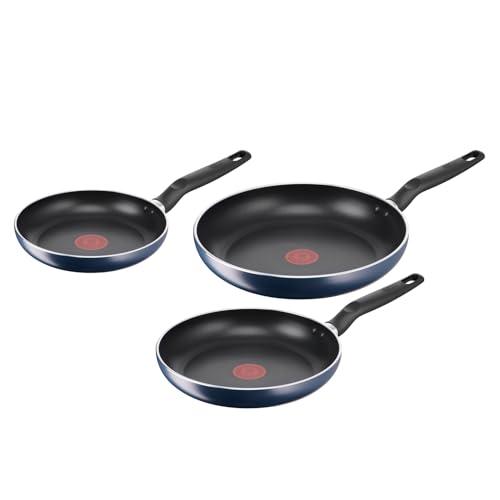 Lagostina Mirtillo, Set di 3 Padelle 20, 24 e 28 cm con rivestimento in Titanio Antiaderente per Tutti i Piani Cottura, Tecnologia Thermo-Signal, Cottura Uniforme, Senza PFOA, Piombo e Cadmio