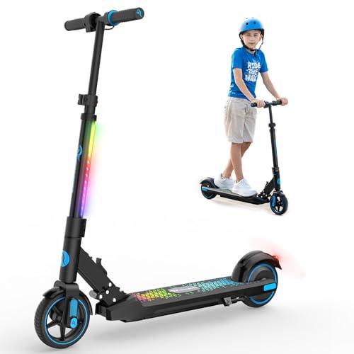 EVERCROSS EV06C Monopattino Elettrico, 6,5'' Monopattino Elettrico pieghevole per Bambini dai 6 ai 12 anni, fino a 15 KMH e 8 KM, display a LED, luci LED colorate, E Scooter per Bambini Bambine
