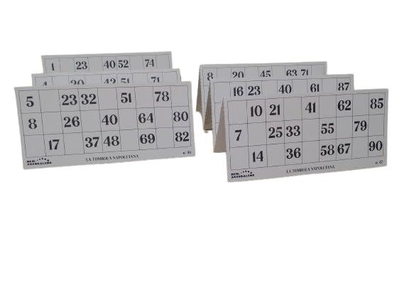 24 Cartelle Aggiuntive per Tombola Classica Napoletana in Cartoncino