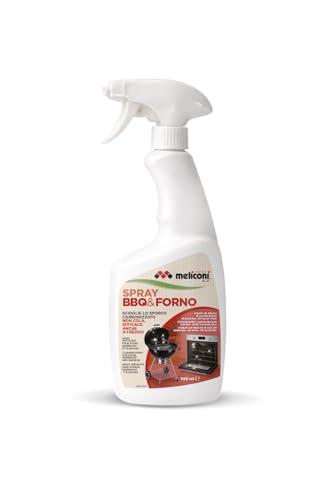 Meliconi Spray Forno e BBQ 500 ml, Detergente Sgrassante Schiumogeno ad Alta Aderenza, Rimuove Sporco Carbonizzato anche a Freddo, Made in Italy, Flacone con 50% Plastica Riciclata