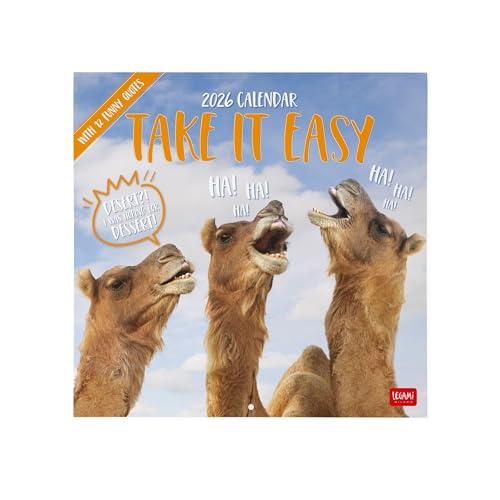 Legami - Calendario da Parete 2026, Take It Easy, Calendario da Muro Grande, 12 Mesi e Planner Annuale, in 6 Lingue, Spazio per Note, Segni Zodiacali, Festività Internazionali, 30 x 29 cm