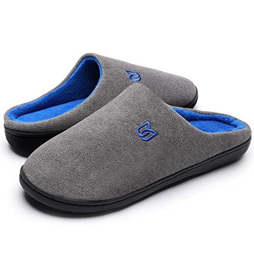 WateLves Pantofole Uomo Unisex Donna Antiscivolo Scarpe Inverno Peluche Morbido Ciabatte in Memory Foam (Grigio Blu, 44/45EU)