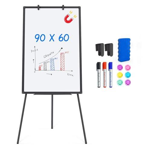 maxtek Lavagna Bianca Magnetica con Cavalletto, 90 x 60 cm Lavagna Cancellabile, Alluminio Supporto, Altezza Regolabile, per Ufficio o Insegnamento a Casa e in Aula