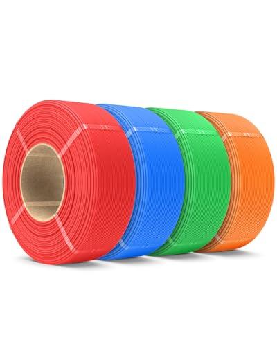 SUNLU Matt PLA Refill Filamento 1.75mm 4KG, No-Spool PLA Matt Refill for Reusable Spool, Compatible with Bambu Lab and SUNLU 2025 New Spools, Rosso/Blu/Verde/Arancio 1KG/Roll