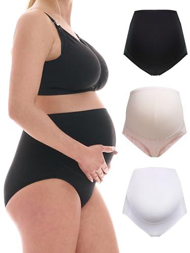 Herzmutter Mutande Gravidanza Cotone - Mutandine Premaman - Slip maternità - Biancheria Intima Maternitá - Guaina per Futura Mamma - 5130 (XXL, Nero/Bianco/Rosa)