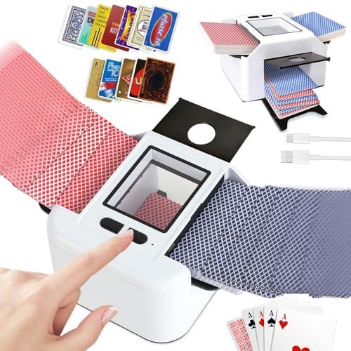 NXPZ Miscelatore Automatico di Carte, Miscelatore Elettrico per 1-2 Mazzi di Carte, modalità Automatica e Manuale, Ricaricabile 2000 mAh, Portatile e Basso Rumore per Poker, Uno, Blackjack, Skip-BO