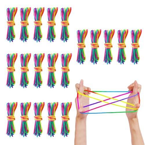 Bofanze 20 Pezzi Gioco con Corde per Dita Corda Dita Arcobaleno Gioco del Dito della Stringa Bambini Finger String Game, 160 cm