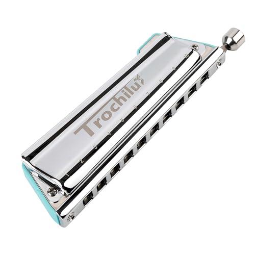 JDR Trochilus 10 fori Armonica cromatica chiave di C Armonica senza valvole Arpa Organo a bocca Chromonica con custodia per adulti professionisti principianti (Blues/Ritcher Tuning Key of C)