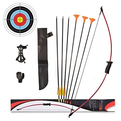 WONOPS Arco e Frecce da 10 LBS Per Bambini, Tiro con l'arco Professionale e Per Principianti, Giochi da Esterno a Partire dai 6 anni