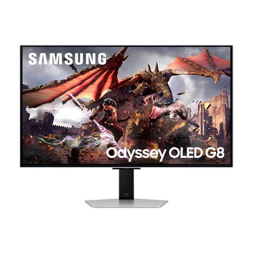 Samsung Monitor Gaming Odyssey OLED G8 (S32DG802), Flat, 32'', 3840x2160 (UHD 4K), 16:9, HDR10+, QD-OLED Glare Free, 240Hz, 0,03ms (GtG), Compatibilità G-Sync, HDMI, USB, DP, HAS, Pivot, Gaming Hub