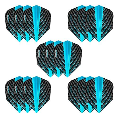 Harrows Quantum - Set di 5 alette per freccette (15 alette totali), 100 micron, extra resistenti, realizzate nel Regno Unito, accessori professionali per freccette (Aqua)