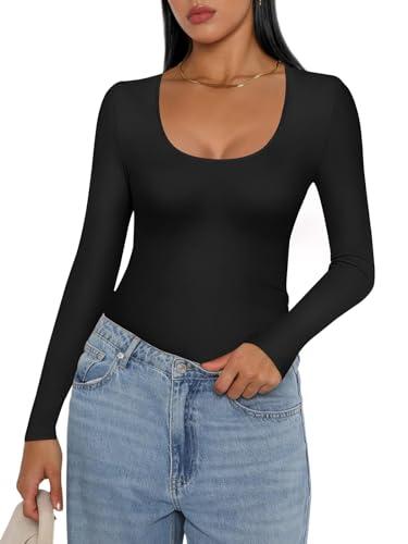 Ekouaer Maglia Inverno da Donna Manica Lunga Calda Intimo Strato di Termico Top Nero S
